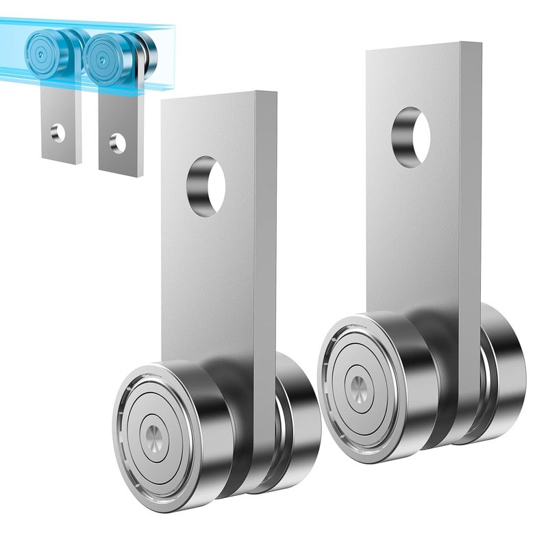 EASGIU 2 Wheel Trolley Assembly Rollers for 1-5/8" Wide Strut Channel - Garage Pulley System Hoist System (Silver-2 Pack) - Image 1